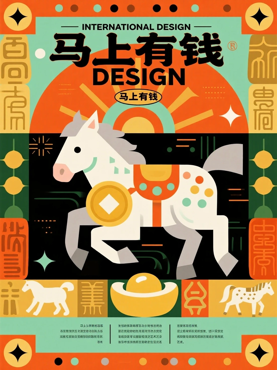 新年好运插画海报图片模板