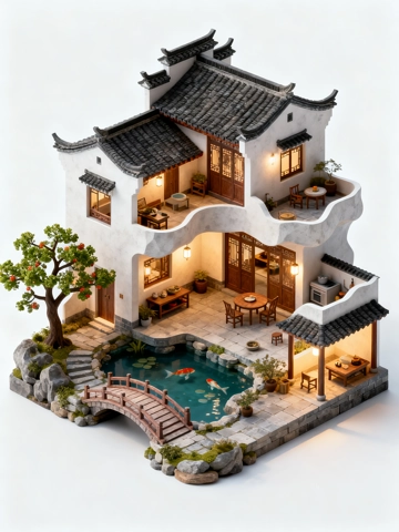 3D等距建筑场景图片模板